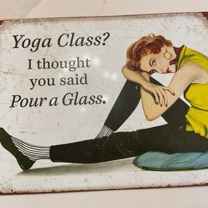 Retro Yoga Class Metal Sign